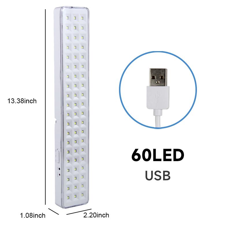 60LEDs Wall-mounted Emergency Light 2 Modes Dimmable Outdoor Portable Camping Light Multifunctional Lamp for Power Failure