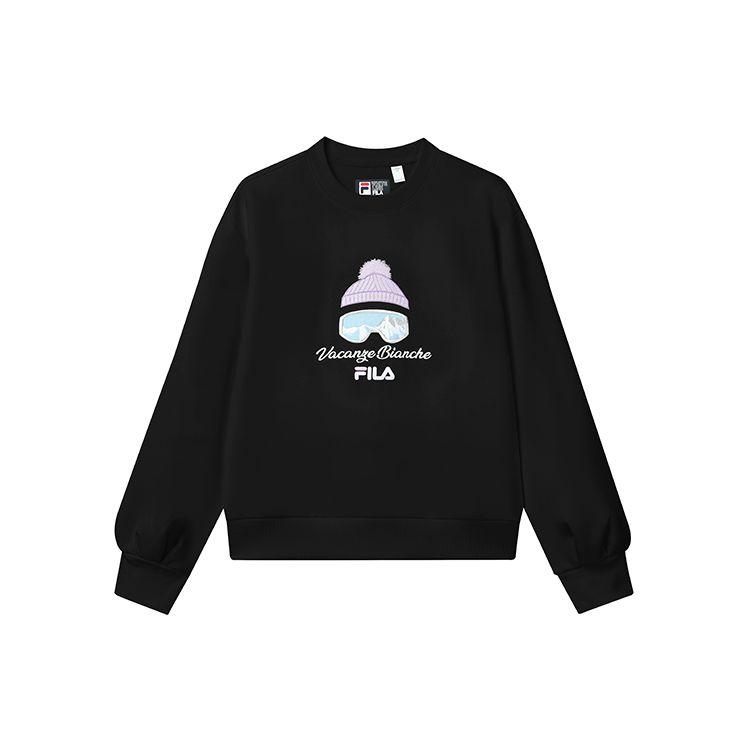 FILA Лыжная Комбинация Вязаный Свитшот с Круглым Вырезом Спортивный Свитшот Женский свитшот Черный F11W148201F-BK M