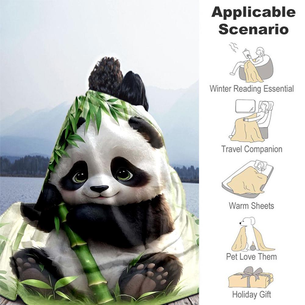 1PC panda bambooOutdoor Flannel Blanket - Soft Plush Decor for Picnics, camping, Bedroom, Playroom, Office, or Lunch Break 1311A