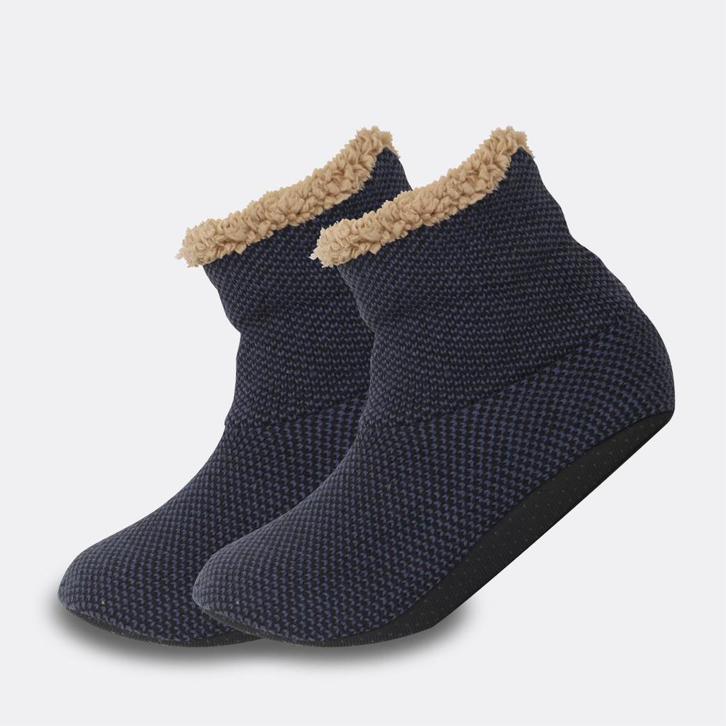 Men's Non-Slip Fleece-Lined Warm Socks - Mid-Calf, Indoor Winter Floor Footwear