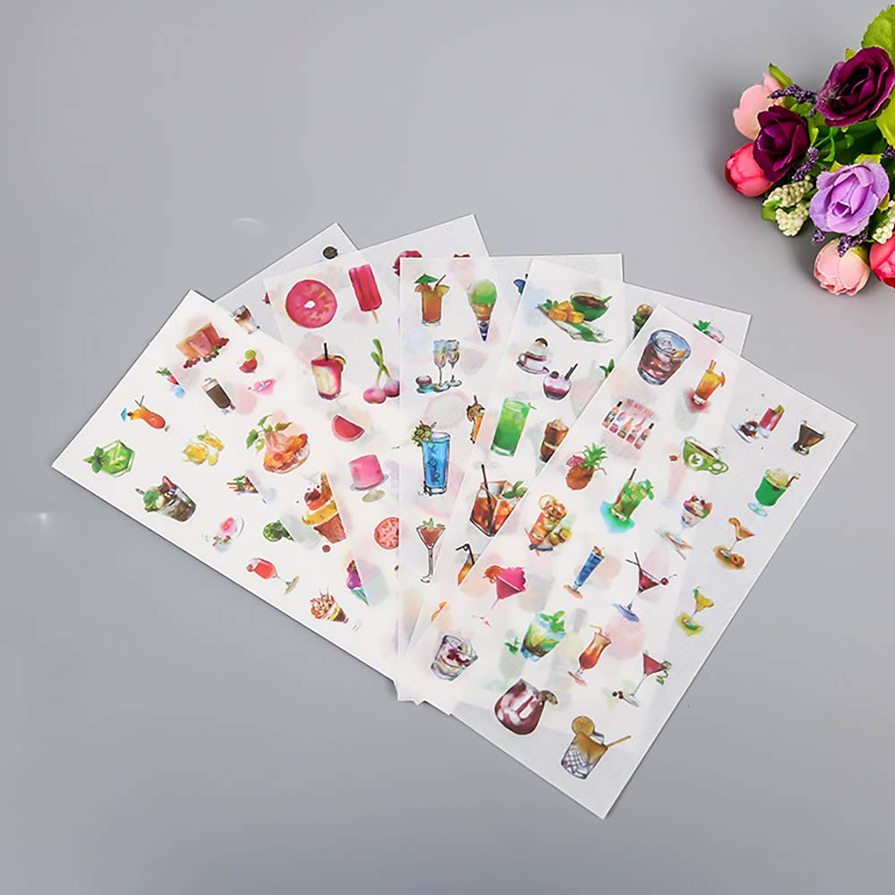 moin moin 12 Cocktails Washi Paper Decorative Calendar 2008sl48 Stickers, Sheets, Drinks, Fruit, Drinks, Donuts, / Treats, Schedule, Planner, Album,