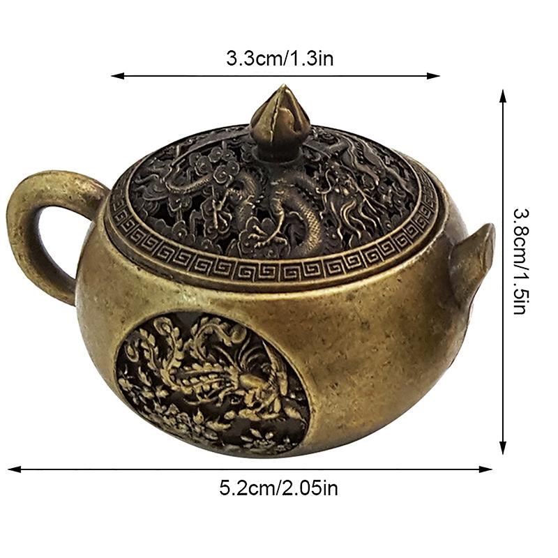 Antique Incense Burner Buddhist Hollow Incenses Holder With Cover Chinese Ancient Mini Censer Ornaments Home Office Decoration