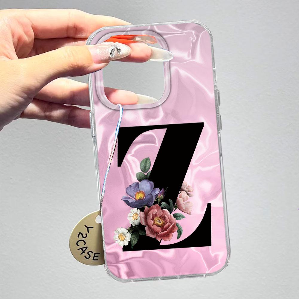 

A-Z Black Letter Peony Flower Shockproof Phone Case For Xiaomi 11 13T 14T Poco X5 X7 Pro M5s X3 C65 Silicone Couple Back Cover Xiaomi 11 Lite белый