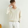 Autumn and Winter V-neck Round Neck Men's Knit Sweater Simple Wind Wild Color Pure Color Pullover Sweater Bottoming Business Sweater