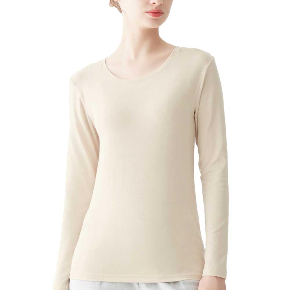 

Gunze Fire Acedron Long Sleeve Medium Prevents Sweat from Chilling in Warm Soft Beige Innerwear, Thick, Fleece-Lined, Winter, Moisture-Wicking,