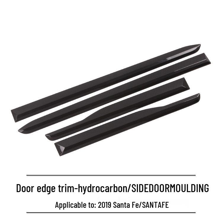 2019 Santa Fe Black Carbon Fiber ABS Door Edge Trim Pieces