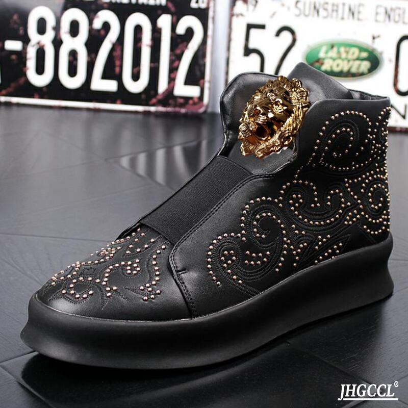 Fashion Luxury Designer Fashion Rivets Trend Men's Shoes FI At Casual Shoes Platform Ankle Boot Sneakers  Zapatos Hombre A26