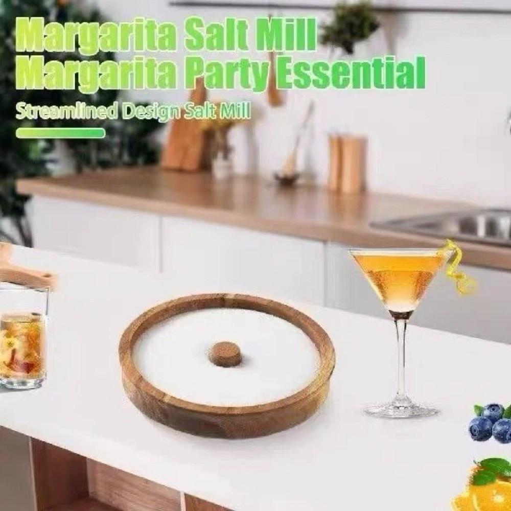 Wooden Seasoning Dish Portable Cup Salt Rimmer Juice Garnish Tool Sugar Edge Box  Bartender Tool