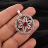 Red Garnet Gemstone 925 Sterling Silver Jewelry Handmade Designer Pendant 1.48" CP-29-3