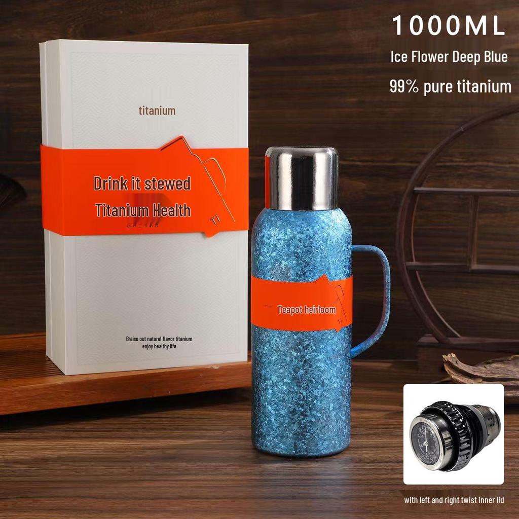 Pure Titanium Large-Capacity Insulated Kettle with Temperature Display - Portable Moka Pot for Home or Outdoor Travel
