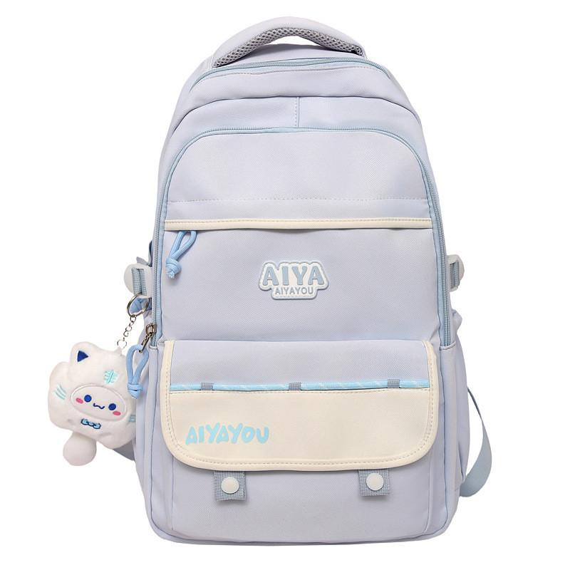 

Letter School Girls Backpack Large Capacity Casual Travel Bag For Daily Use синий
