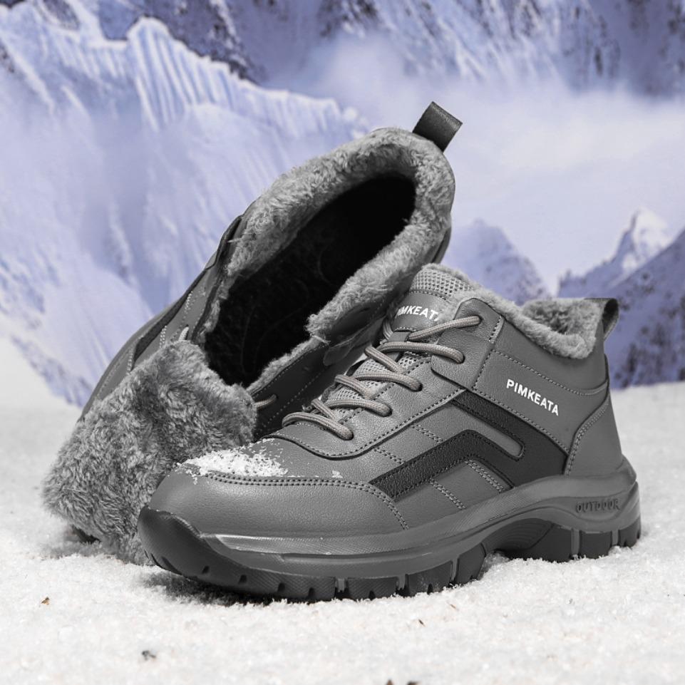 Winterstiefel für Herren Neue Wasserdichte PU-Leder Warme Schnee-Knöchelstiefel Outdoor Warme Plüsch Rutschfeste Arbeits High-Top Freizeitschuhe