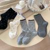 Womens Warm Wool Blend Mid-Calf Socks With Polka Dot Soft Cozy Crew Winter Fall