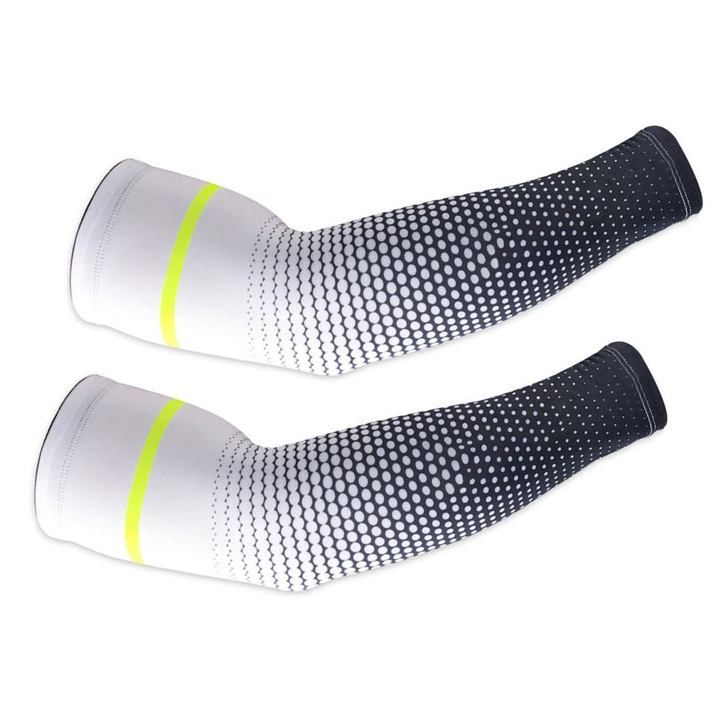 One Pair Sports Sleeve Lightweight Breathable Unisex Ice Silk Compression Arm Sleeve for Cycling Sun Protection White M