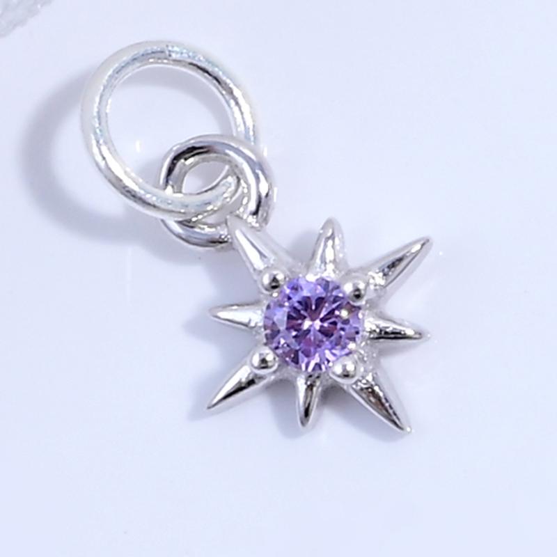 S925 Silver Miniature Zircon Eight-star Shaped Charms Diy Jewelry Making Accessories Earring Necklace Parts Shiny Fitt