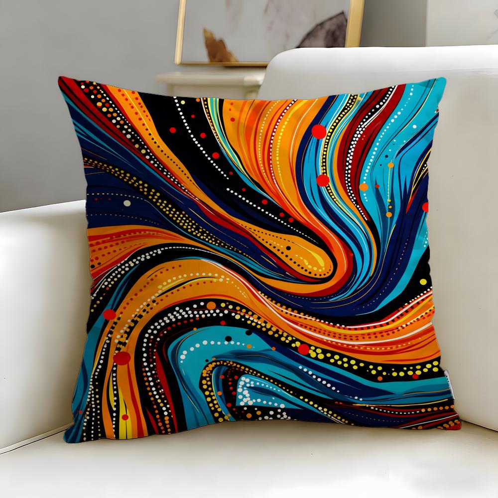 Pattern Colorful Pattern Cushion Cover Soft  EasyWash Pillow Case  Versatile for Couch Bed Travel and Office