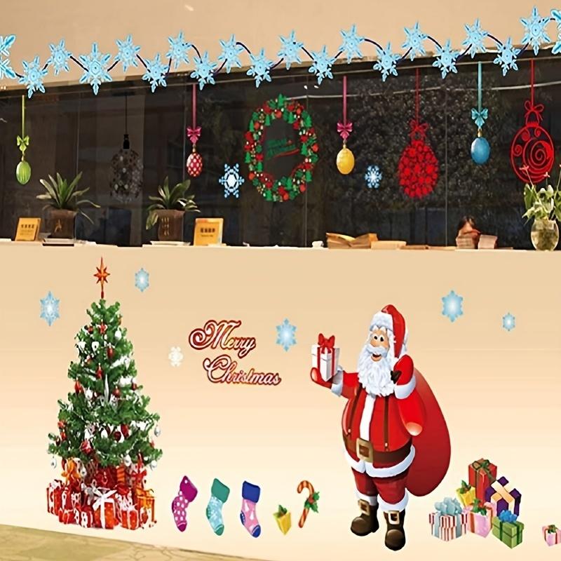 Christmas Window Static Decal, Adhesive, Removable, Vinyl, Santa Claus Christmas Tree Snowman Snowflake Deer DIY