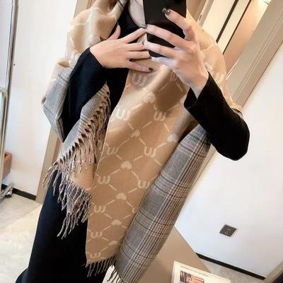 Autumn and Winter New Scarf Female Alphabet High-end Double-sided Shawl Versatile Warm Thickened Couple Scarf