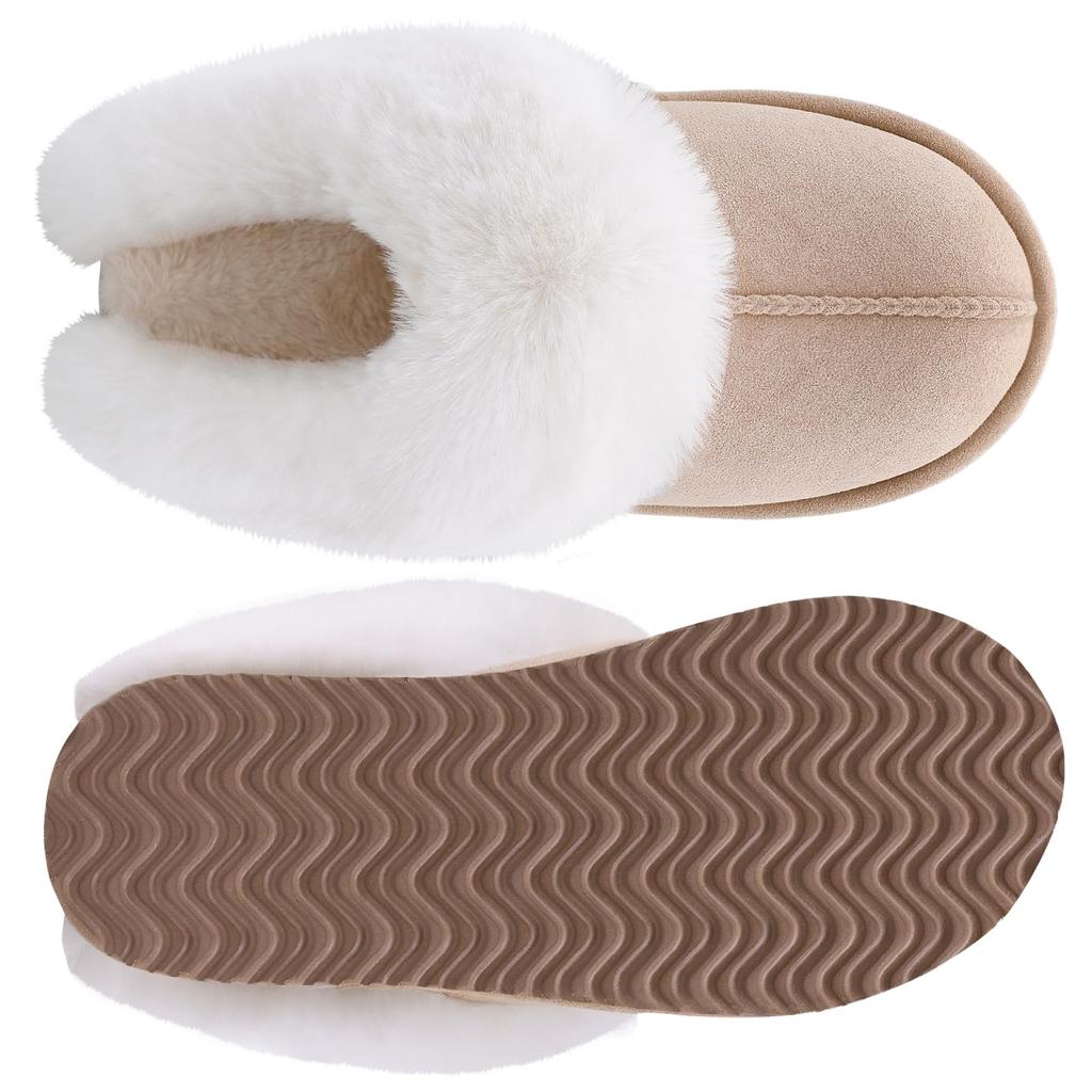 Fashion Shevalues Winter Furry Slippers for Women Fluffy Cozy Warm Indoor Slippers Faux Fur Bedroom Home Slides Outdoor Plush Slippers