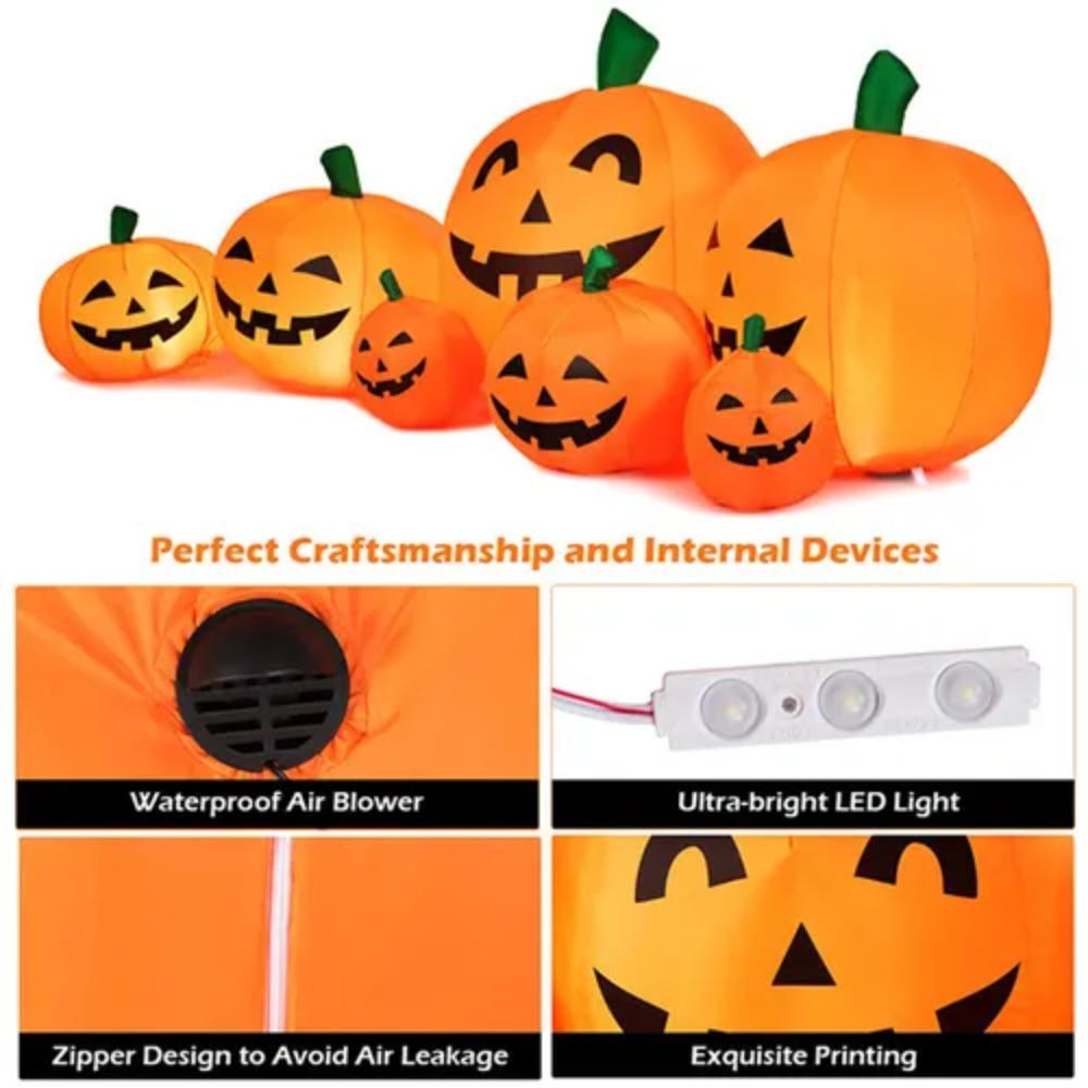 Cloth 7pcs Inflatable Halloween Pumpkin Conjoined Halloween Decoration  Thanksgiving