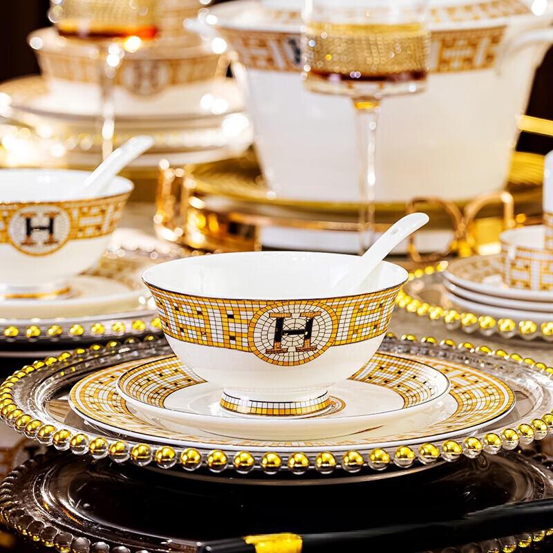 Zhishi 58-Piece Mosaic Bone China Dinnerware Set
