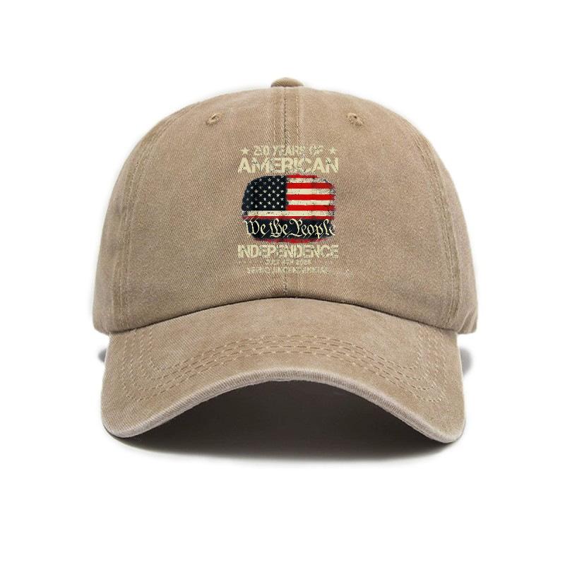 Versatile trend American flag print washed old soft top baseball cap Unisex sunshade baseball cap