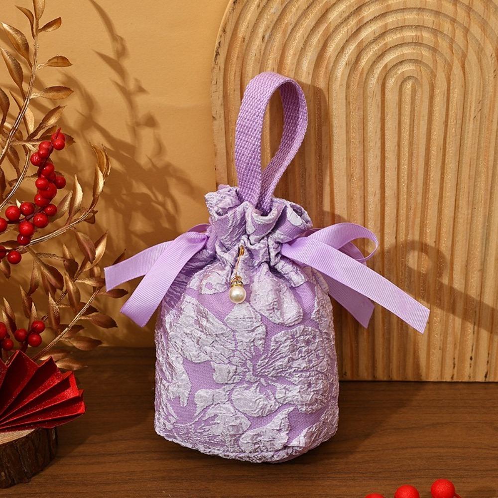 Cloth Wedding Candy Bag Embossed Flowers Engagement Gift Packing Bag  Engagement/Wedding