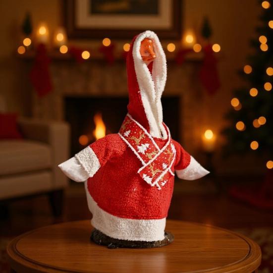 Christmas Goose Outfit Set Santa Dress Clothes with Scarf for 23" High Cement or Plastic Goose Statue Porch Goose Costume for Yard Lawn Garden Decor