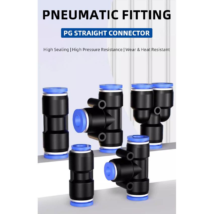 PG Pneumatic Fittings 2-Way Straight Connector Diameter Reduce For 8mm-6mm/6mm-4mm For Pneumatic Tube Air Hose Ventilation Valves 4