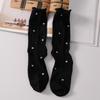 Women's Polka Dot Breathable Cotton Slouch Socks - Retro Style Mesh Mid-Calf with Rolled Cuff