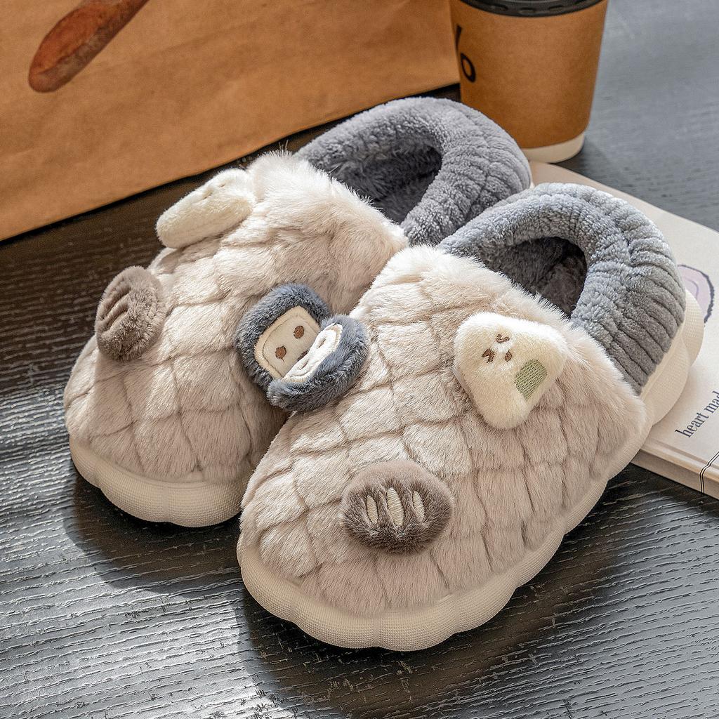 Winter Women Cotton Slippers Plush Warm Cotton Slippers Breathable Soft Non-slip Cotton Slippers