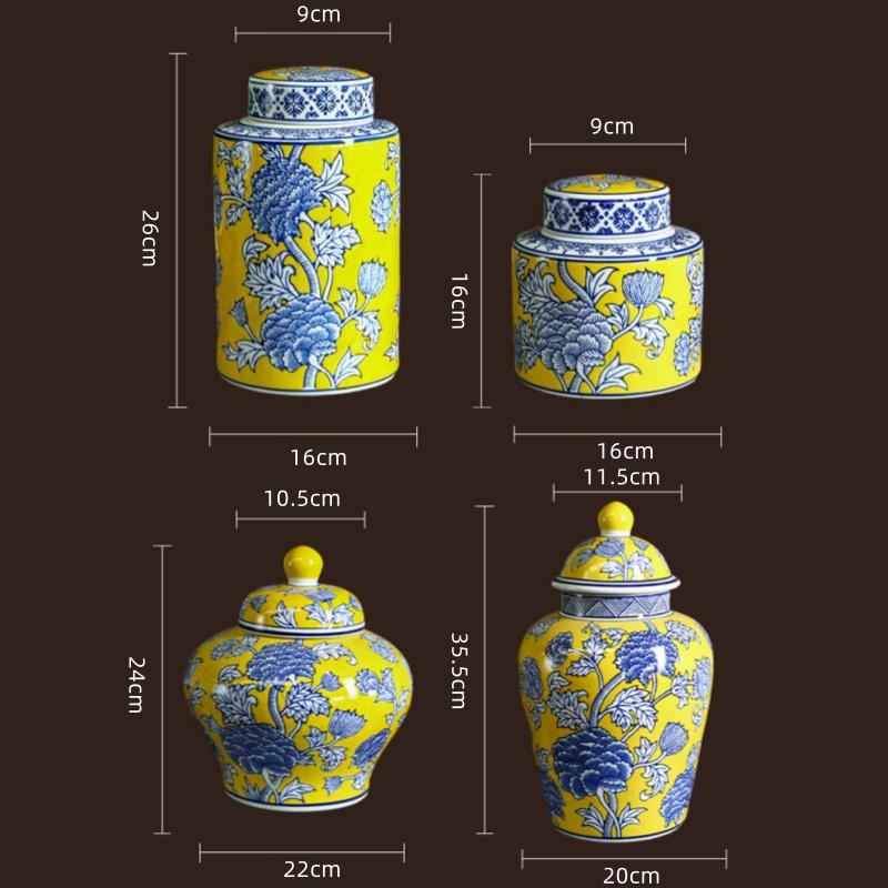 Ceramic Vase Chinese Blue and White Porcelain Storage Tank General's Jar Flower Vase Pomegranate Flowerpot Home Decoration