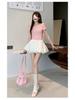 White Spicy Petite High Waist A-line Fluffy Skirt - Anti-Exposure Short Skirt for Women, Spring/Summer