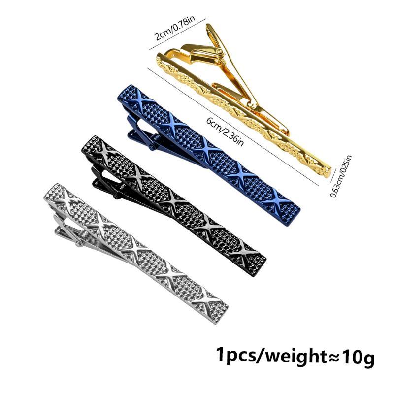 Men's Tie Clip Minimalist Metal Stripe Stylish Necktie Clasp Non-slip for Office Suit Dating Anniversary Gift for Men
