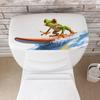 Fun Surfing Frog Toilet Stickers, Creative Bathroom Decorative Stickers