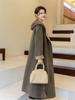 Hooded Double-Sided Long Wool Coat Bathrobe with Tie Waist - Autumn/Winter Korean Fashion Women's Outerwear