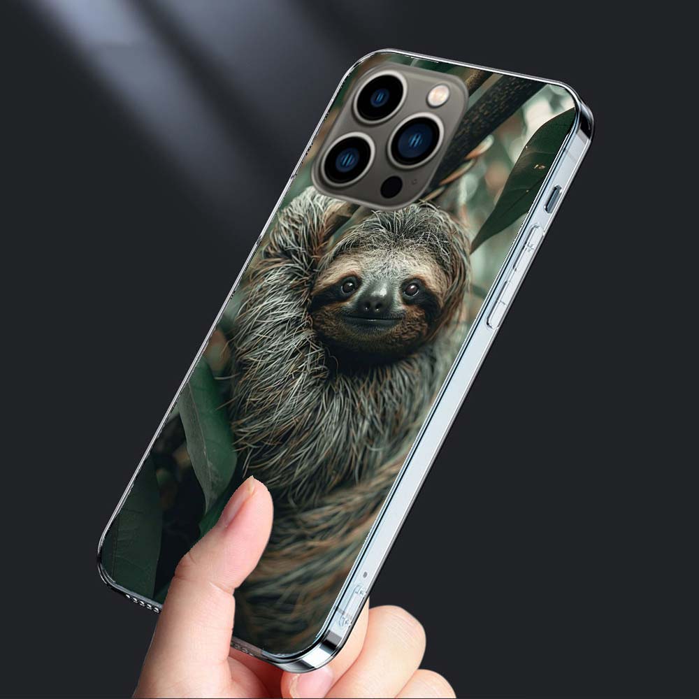Cute Sloth Phone Case For Iphone 16E 15 Pro 14 Plus 17E 16 17 Pro Max Air 11 12 13 Mini Shockproof Capa Cute Cover TPU Clear