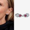 Authentic 925 Silver Cherry Blossom Bow Heart Hoop Stud Drop Earrings plata de ley Jewelry DIY Birthday Gift Original