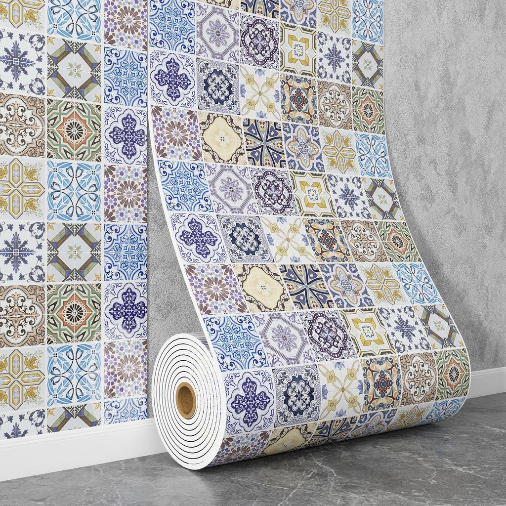 Self-Adhesive Waterproof Imitation Marble Tile Wall Sticker for Bathroom, Living Room, Kitchen, and TV Background.