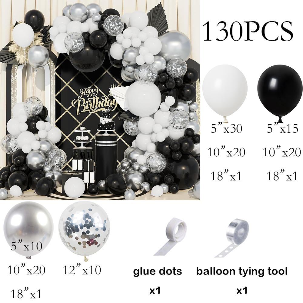 

Black White Balloons Garland Arch Metal Silver Confetti Ballon Kit New Year 2026 Graduation Baby Shower Gender Reveal Decoration AS Picture