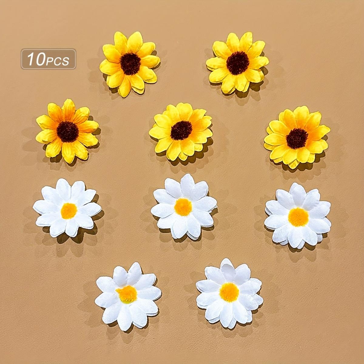 10 Белых + Желтых Подсолнухов Заколка для Волос Милая Заколка Клипса для Волос Подходит для Повседневного Использования 10pcs/pack