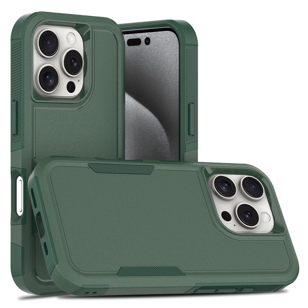 

For iPhone 16 Pro Case 2-in-1 PC+TPU Shockproof Phone Cover Dark Green