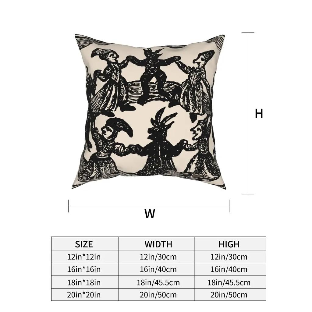 Witches Circle Dance Pillowcase Soft Polyester Cushion Cover Decor Gothic Pillow Case Cover Bedroom Square 45*45cm