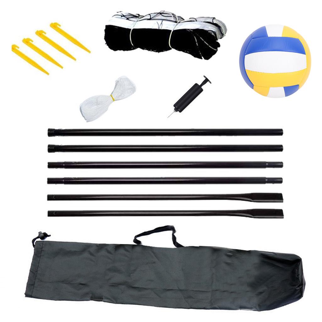 Portable Beach Volleyball Net with Stand and Volleyball for Backyard Outdoor Beach Volleyball  and Net Set
