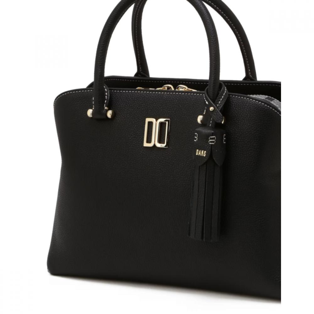 Daks Black Leather Tote Bag Dd Logo Dcba6e750bk
