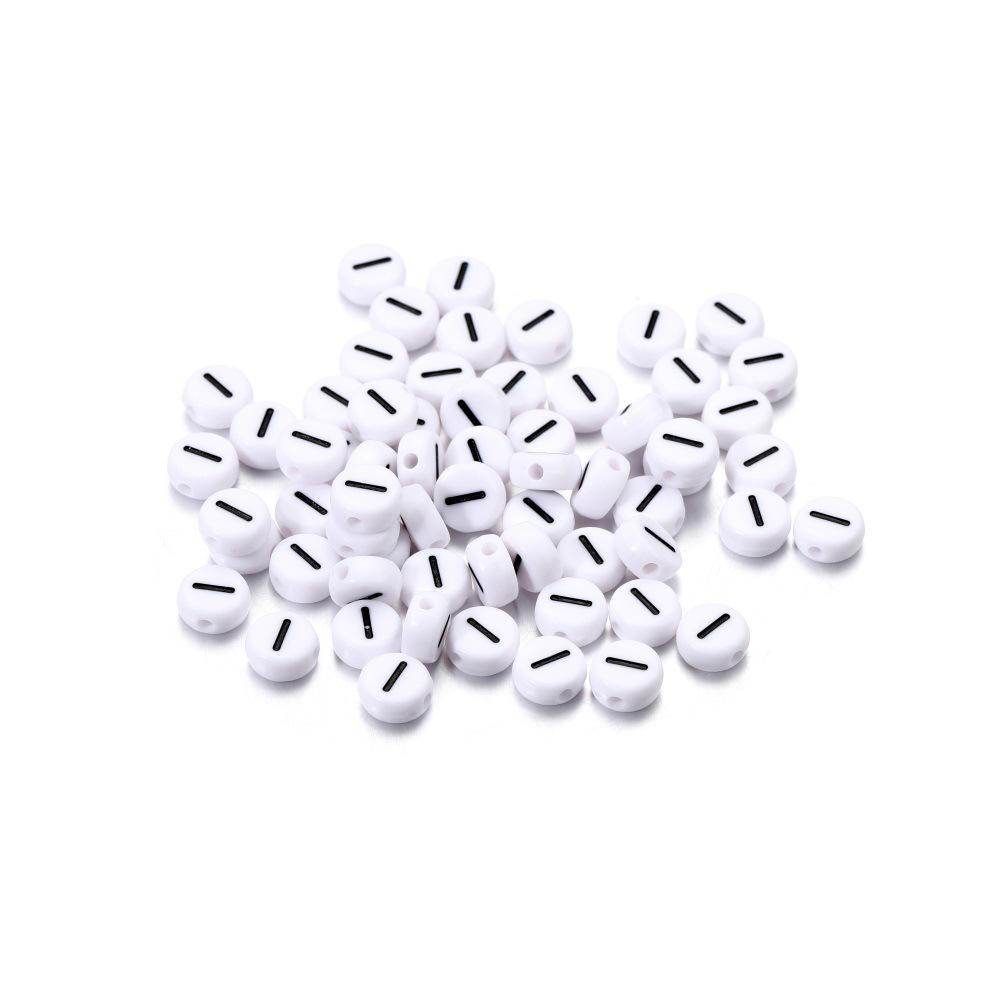 DIY Handmade Necklace: White Round Beads with Black Letters (26-Letter Set) for Phone Chains & Accessories