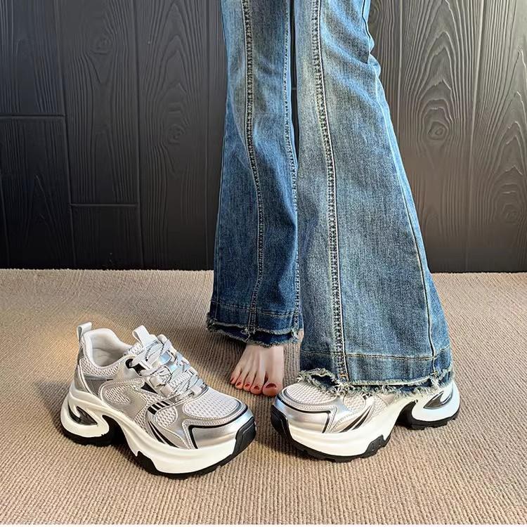 2026 Spring New Mesh Female Leisure Shoes Solid Color Chunky Sneakers Comfortable Casual Breathable Sports Shoes Tenis De Mujer