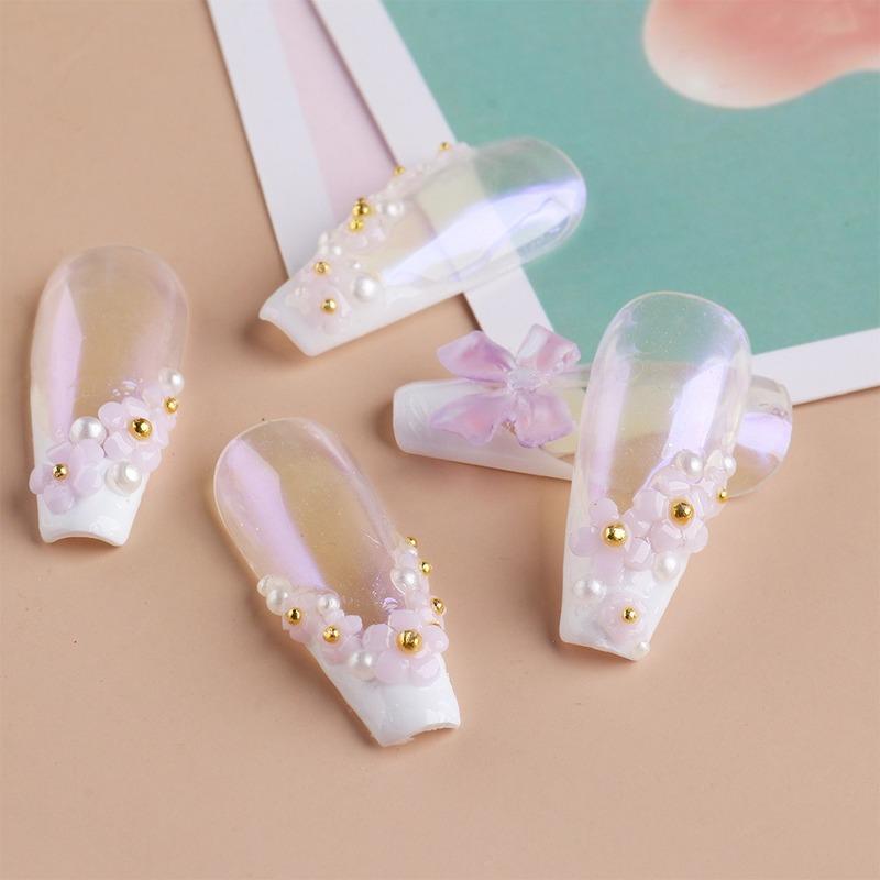 6 Fächer/Box Nagel Schmuck Fünfblättrige Blume Nagel Schmuck Farbverlauf Kleine Blume Dreidimensionale Nagelkunst Dekoration