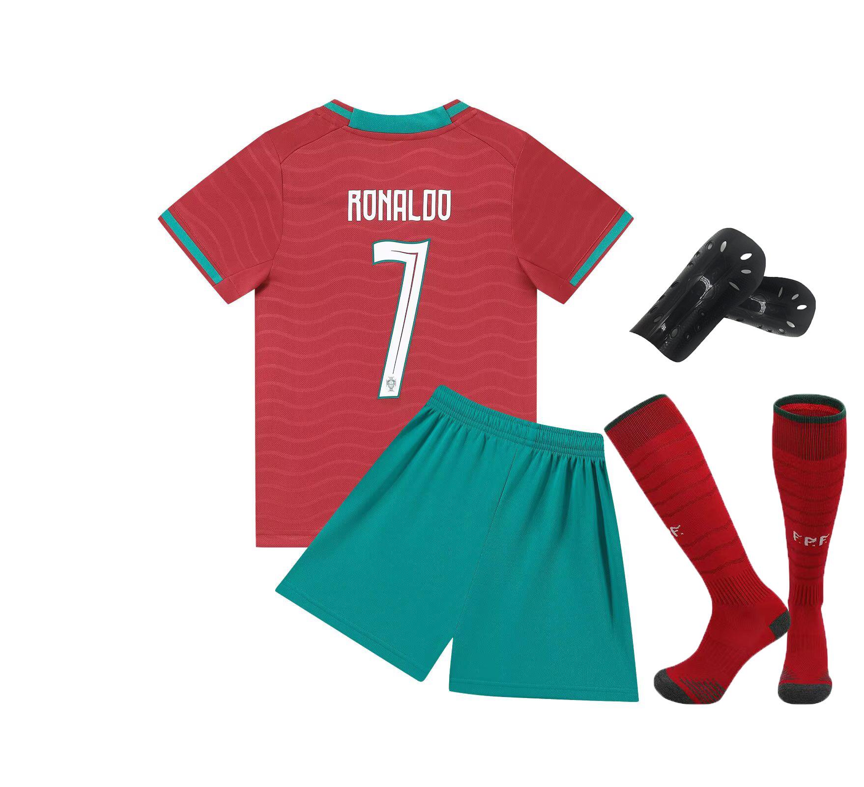 

27 Portugal Home Court No. 7 (Green Pants) National Team Football Jersey Children S Clothing Children S Set Size 14-30 26 yards/150