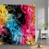 1pc Vibrant Neon Swirls Bath Curtain - Abstract Art with Yellow, Pink, Red, Blue, Black Fluid Lines, Glossy Finish, Modern Futur